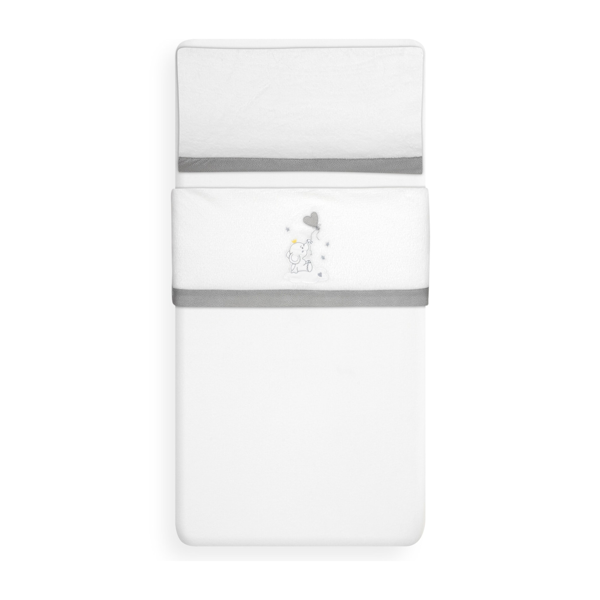 Juego de Sábanas de Cuna Coralina Elefante Globo Corazón