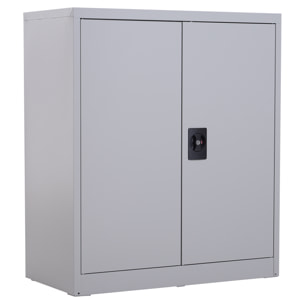 Armoire de bureau métal verrouillable 2 portes étagère gris
