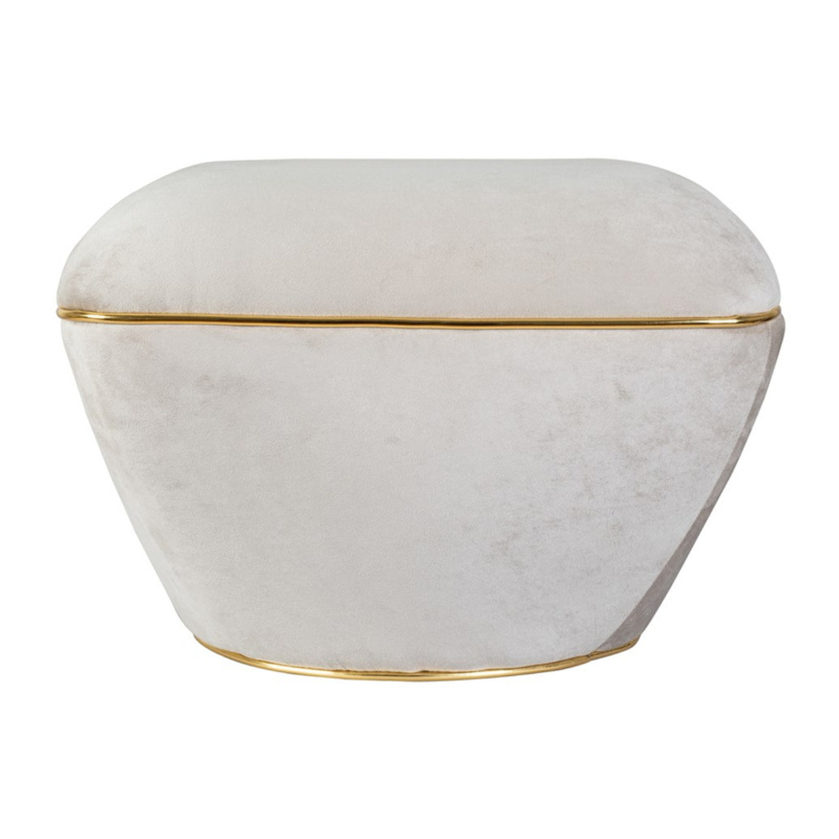 Pouf di design Contessa in tessuto taupe e oro