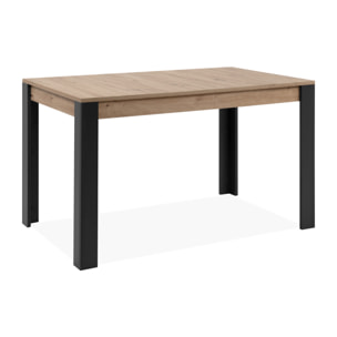 MINOS - Table extensible 4 à 6 personnes chêne et noir 150x80x75