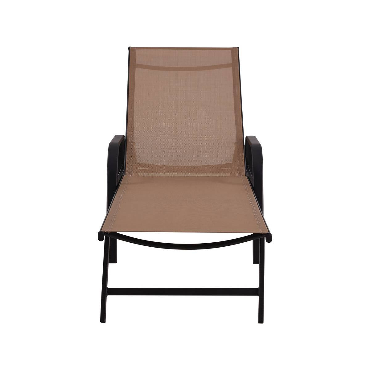 Lot de 2 Bains de soleil en métal avec accoudoirs "Farniente" - Taupe