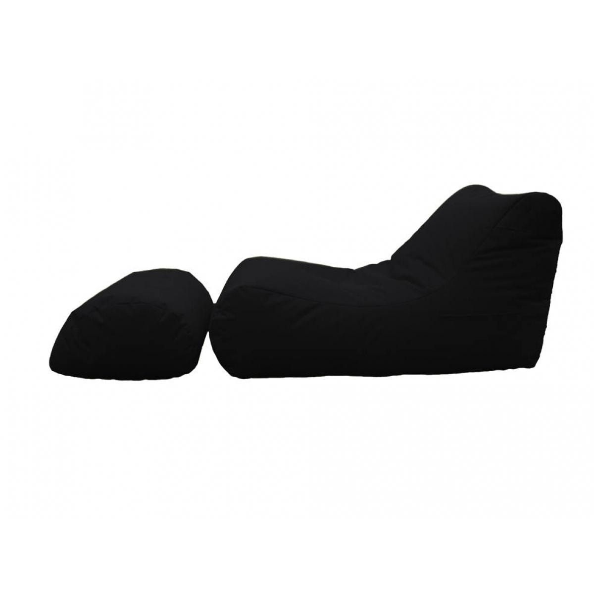 Chaise Longue moderna da soggiorno, Made in Italy, Poltrona con poggiapiedi in Nylon, Pouf imbottito per camera da letto, cm 120x80h60, colore Nero