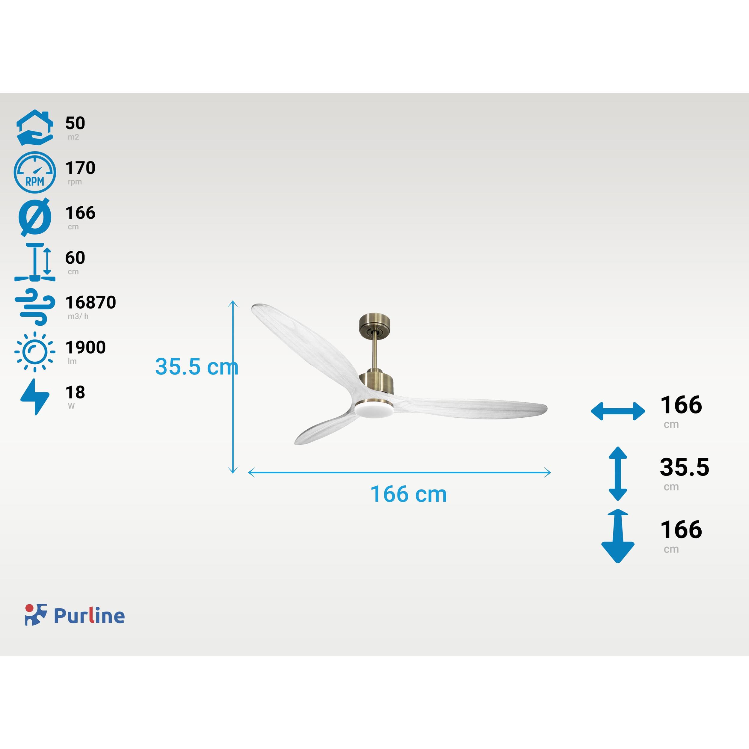 Ventilateur de plafond Réversible  Thermostat Dimmable Wifi Moteur à courant continu Toits en pente Télécommande Lumière à trois tons Hypersilence Mémoire