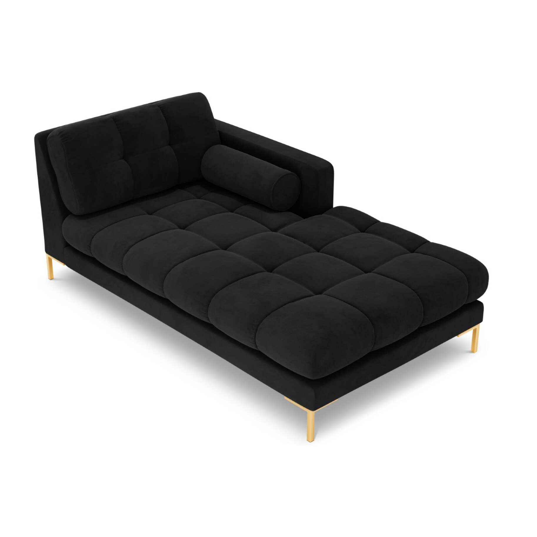 Méridienne droite "Bali" en velours noir