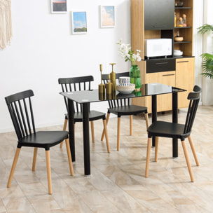 Lot de 4 chaises de salle à manger style scandinave piètement bois hêtre PP noir