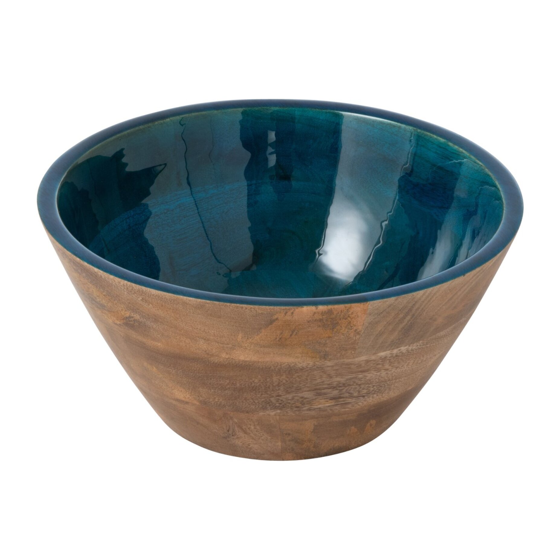 J-Line bol - bois de manguier - bleu pétrole/naturel - medium
