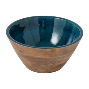 J-Line bol - bois de manguier - bleu pétrole/naturel - medium