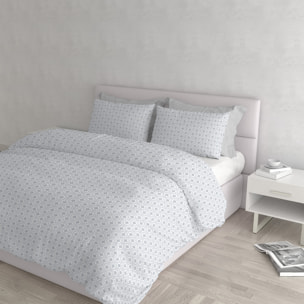 PARURE COPRIPIUMINO ATHENA, 100% Cotone, Made in Italy - DORA GRIGIO