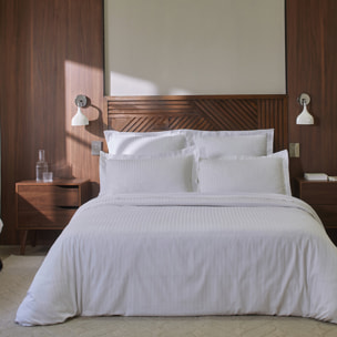 Housse de couette premium 100% satin de coton 90 fils - rayéé blanc