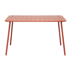 EVORA Table salon de jardin repas 4 à 6 places 120x70cm terracotta