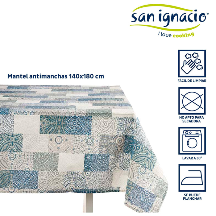 Mantel loneta antimanchas 140x180cm azul colección kinvara