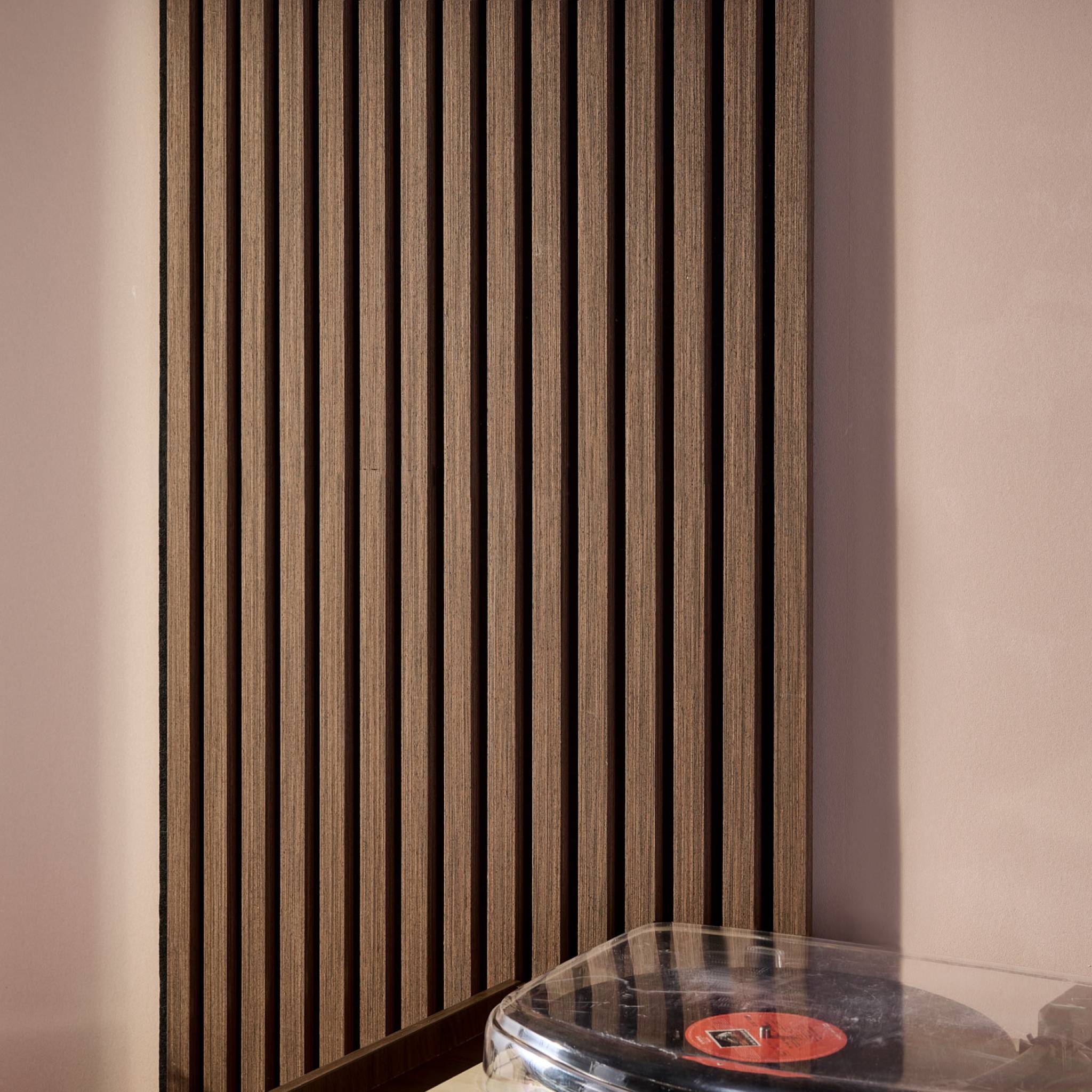 Panneaux muraux acoustiques, tasseaux décoratifs noyer KYOTO