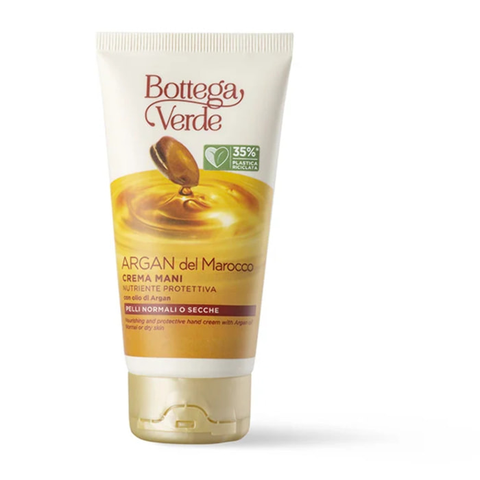 Bottega Verde, Argan del Marocco - Crema per le mani - nutriente protettiva - con olio di Argan (75 ml) - pelli normali o secche