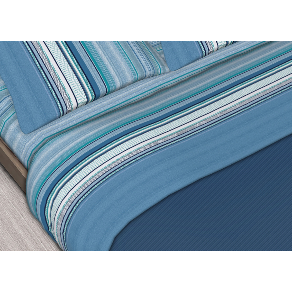 Completo Lenzuola 100% Cotone Flat Azzurro