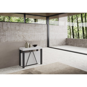 Consolle allungabile 90x40/196 cm Tiris Small bianco frassino telaio antracite