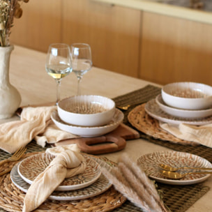 Lot de 6 coupelles 600ml en grès marron et beige AMBRE