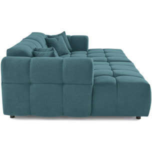 Ray - canapé droit 4 places avec double méridienne - assise profonde - en tissu texturé - Bleu grisé