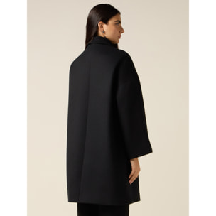 Oltre - Abrigo de mezcla de lana con cuello joya - Negro