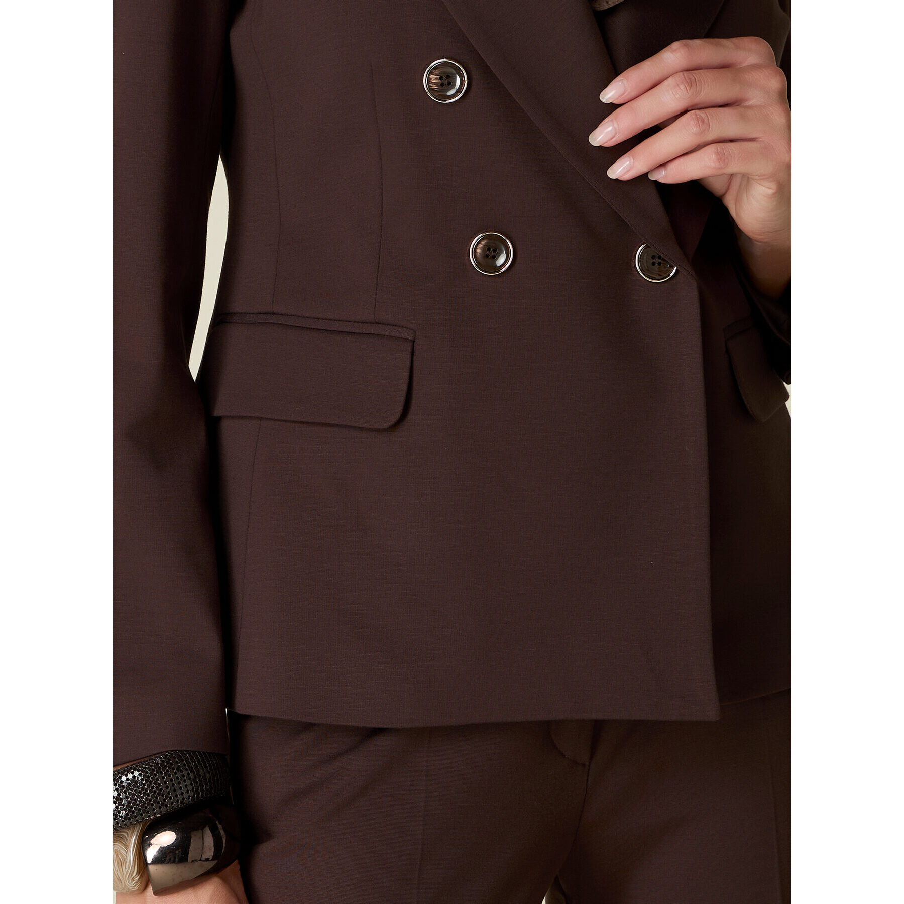 Oltre - Blazer doppiopetto in punto milano - Marrone