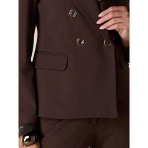 Oltre - Blazer doppiopetto in punto milano - Marrone