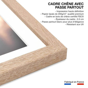 Affiche enfant lapin lumineux  Affiche + cadre en bois - Chêne
