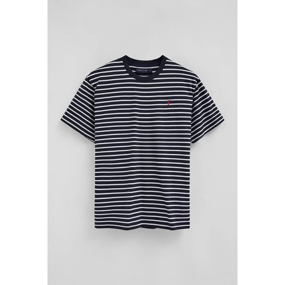 Maglietta a righe blu marino ed ecrù dal fit ampio con logo Rigby Go
