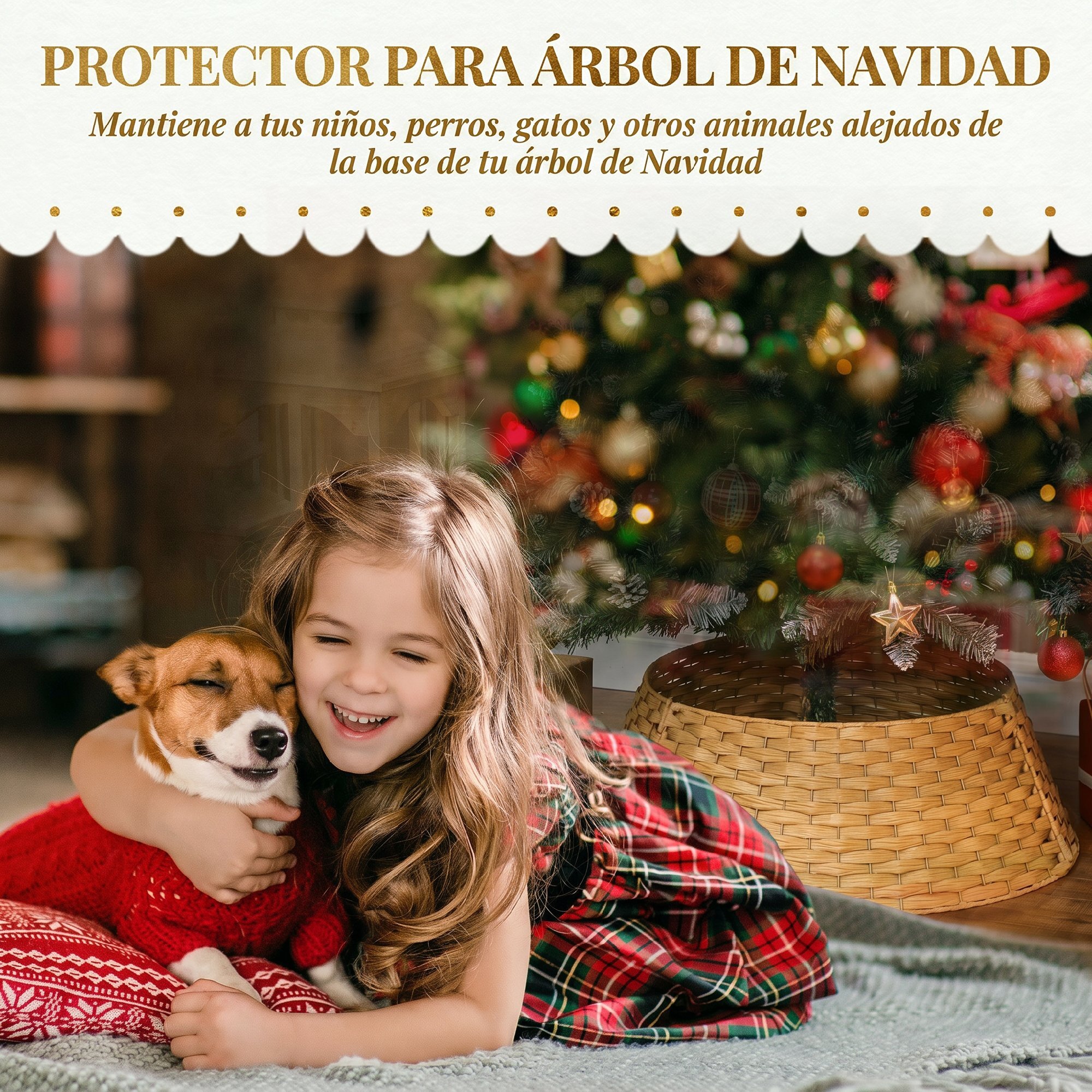 Falda para Árbol de Navidad Rústico, Diseño Tejido, Cubre Pie para Árbol de Navidad Desmontable para Fiestas, Decoración Navideña, Ø68x22 cm, Natural