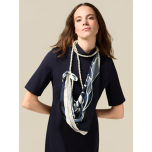Oltre - Vestido tubo con detalle pañuelo - Azul