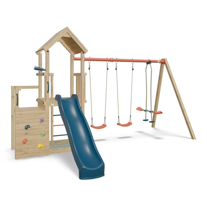 Aire de jeux en bois poutre métal 2,30 m XCHANGE CLEVER