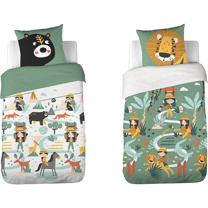 Parure Housse De Couette 2pcs 100% Coton 57fils Promenade