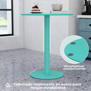 Mesa de Comedor Redonda para 2 Personas Mesa de Cocina de Acero para Interior y Exterior Ø60x72 cm Verde