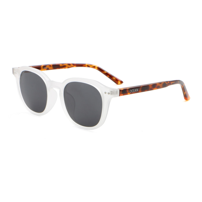 Gafas de sol OCEAN HILL - Blanco transparente mate con patillas en carey y / Ahumada