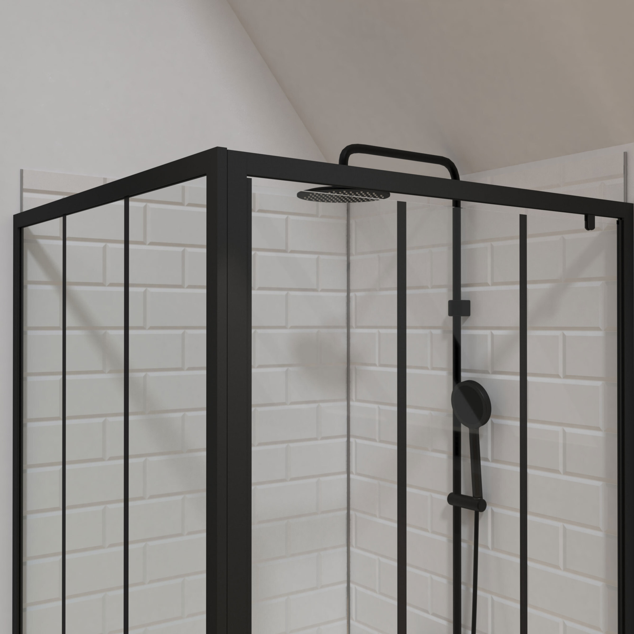 Porte de douche serigraphiee - 90x200cm + Paroi retour - 90x200 cm - PORTE PIVOTANTE