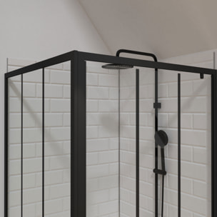 Porte de douche serigraphiee - 90x200cm + Paroi retour - 90x200 cm - PORTE PIVOTANTE