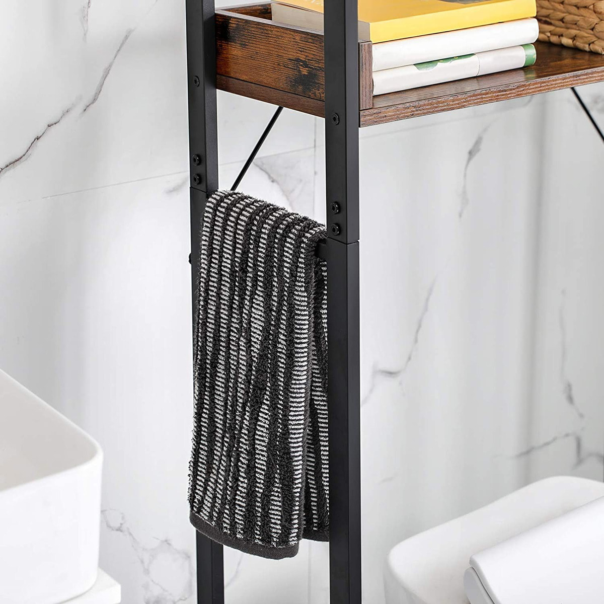 Scaffale bagno sopra WC stile industriale rustico BTS002B01V1