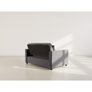 Ernest - Canapé droit 2 places convertible en velours côtelé - Gris