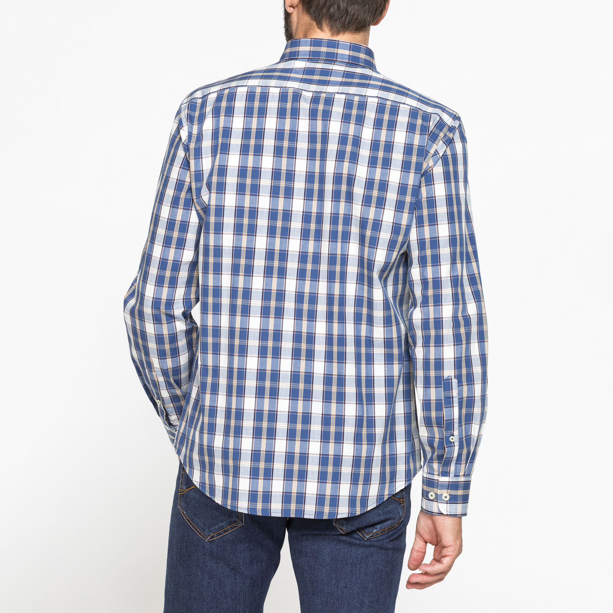 CAMICIA FANTASIA TINTO FILO CON COLLO BUTTON-DOWN