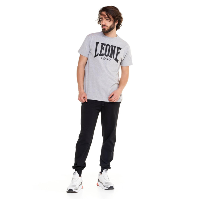 Camiseta de manga corta de algodón elástico con gran logo Leone Basic