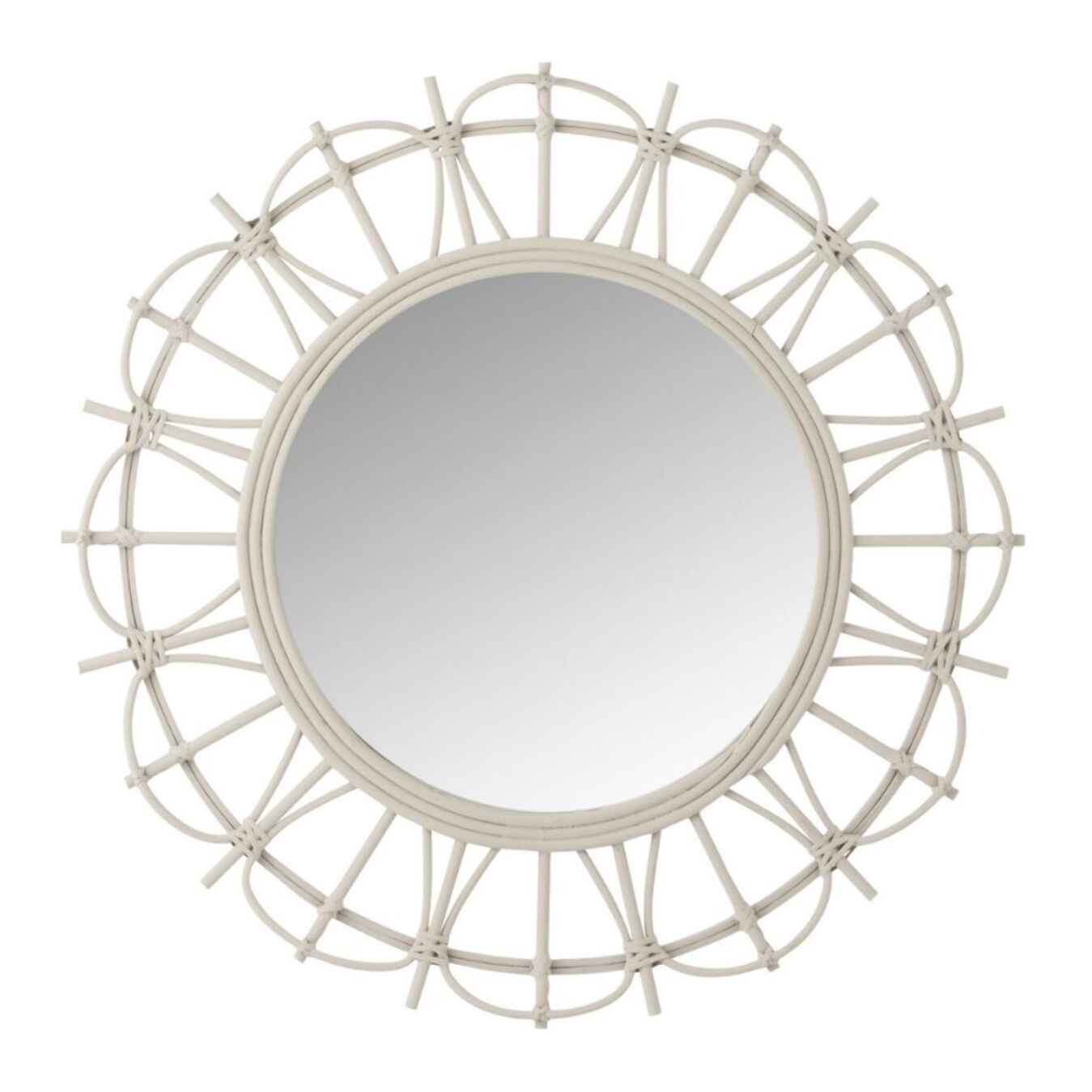 J-Line miroir Rond - bambou - gris clair - Ø 60 cm