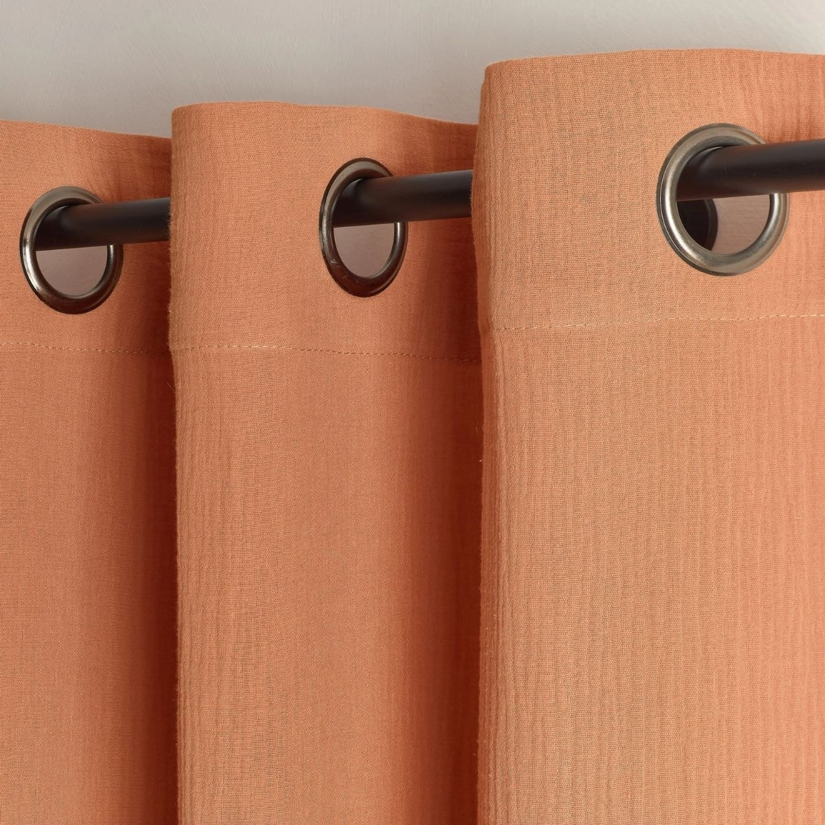 Rideau en gaze de coton tamisant à oeillets - Terracotta