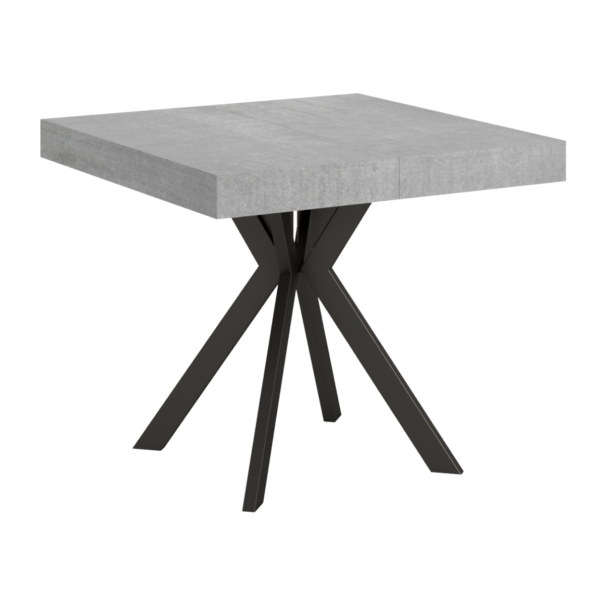 Table extensible 90x90/194 cm Dolcezza gris béton pieds anthracite