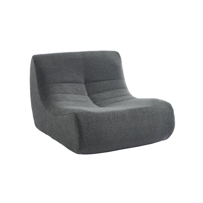 Fauteuil chauffeuse en bouclette texturée anthracite style contemporain 1 place