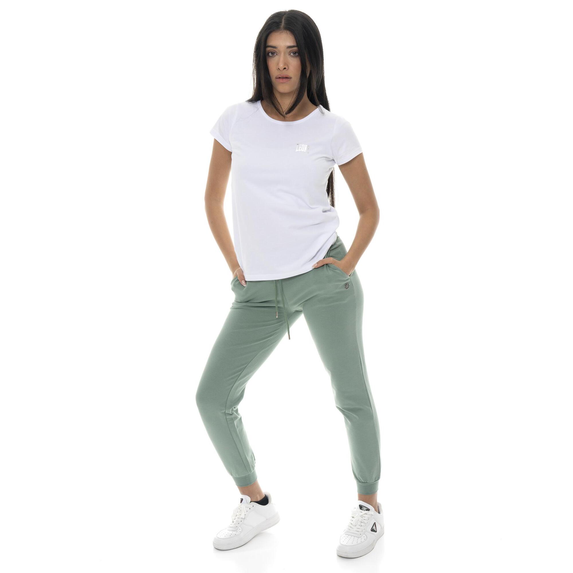 Pantalón de mujer de algodón sin forro polar con puños Leone Basic