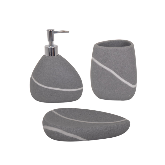 Ensemble 3 accessoires de salle de bain Céramique ZEN Gris MSV