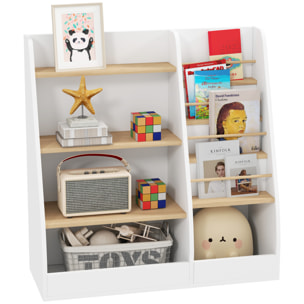 Librería Infantil Estantería para Libros Infantil de 4 Niveles Estantería Infantil con 4 Estantes y Compartimentos para Guarderías Habitación Infantil Blanco