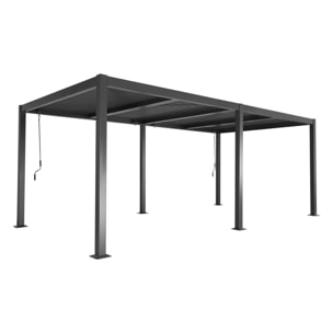 Pergola bioclimatique noir. aluminium et acier. 3x6m. lames orientables