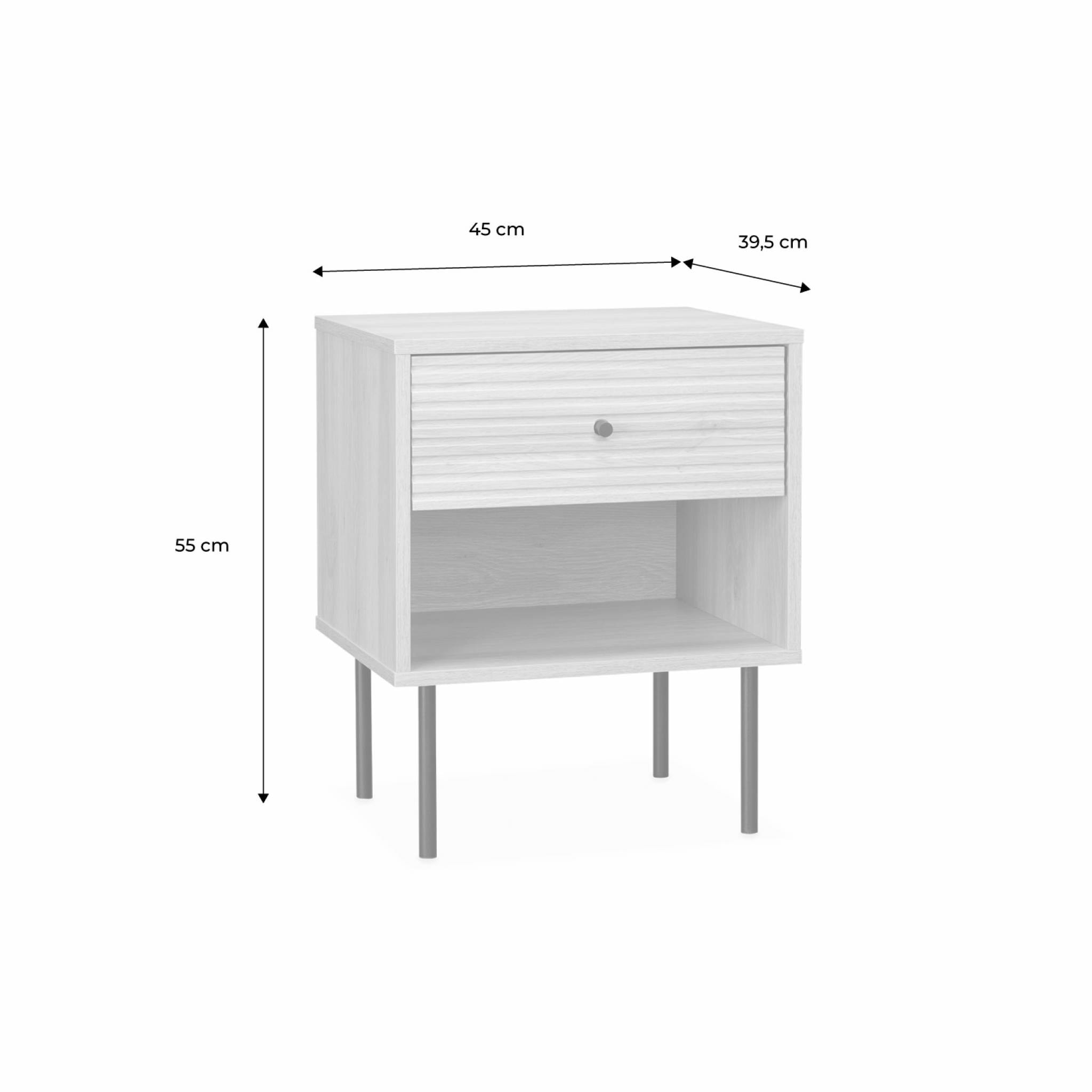 Table de chevet. Braga. un tiroir. un espace de rangement. L 45 x l 39.5 x H 55.5cm