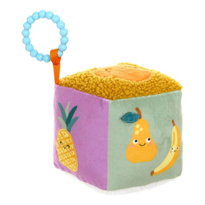 Cube tissu d'activités Noa thème fruit 13,5x13,5cm multicolore