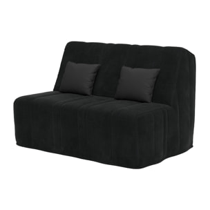 Banquette convertible Nea, matelas Simmons, 140 x 190 cm, 2 coussins offerts, Coton noir