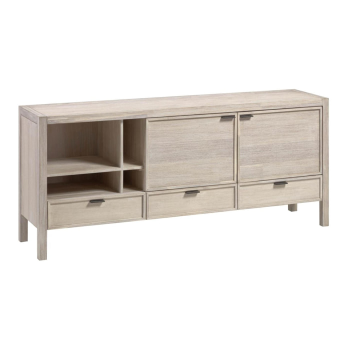 Kave Home - Credenza Alen 2 ante e 3 cassetti in legno massello di acacia 185 x 80 cm